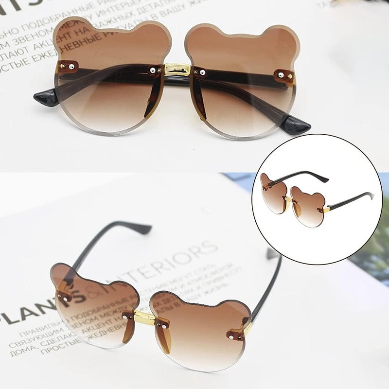 klarako 2pcs Cute Cat Ear Shaped Sunglasses Frameless Decoration Boys Girls Glasses - Image 2