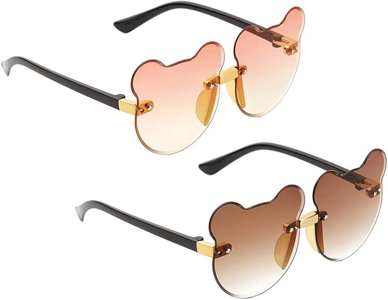 klarako 2pcs Cute Cat Ear Shaped Sunglasses Frameless Decoration Boys Girls Glasses - Image 1