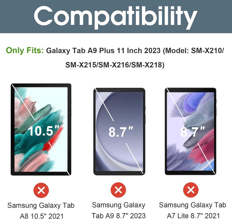 Procases For Galaxy Tab A9 Plus 11 Inch 2023 Case, Slim Stand Hard Back Shell Protective Smart Cover Case For 11" Galaxy Tab A9+ Plus 2023 Sm-X210/X215/X216/X218-Black - Image 2