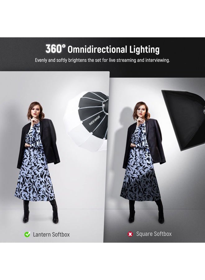Neewer 35"/90cm Lantern Softbox One Step Quick Release, 360° Light Diffuser with Skirt, Bowens Mount for Video Light CB60 CB100 CB150 Compatible with Aputure Light 600d Amaran 60x Godox SL60W, NS90L  - Image 3