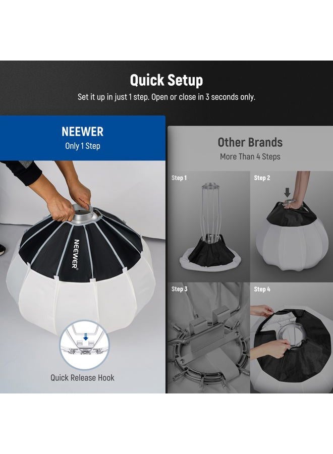 Neewer 35"/90cm Lantern Softbox One Step Quick Release, 360° Light Diffuser with Skirt, Bowens Mount for Video Light CB60 CB100 CB150 Compatible with Aputure Light 600d Amaran 60x Godox SL60W, NS90L  - Image 2