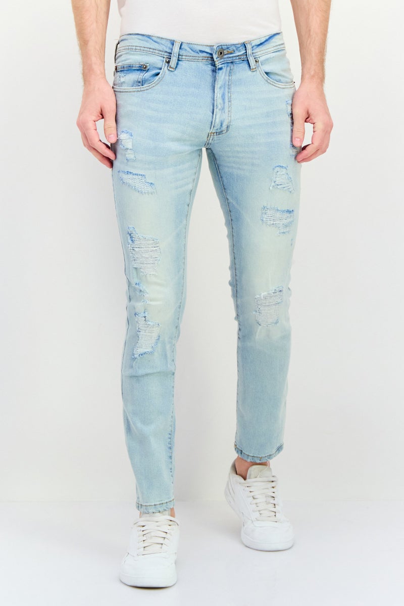 Company Eighty One جينز دنيم مغسول ضيق للرجال، أزرق - Image 1