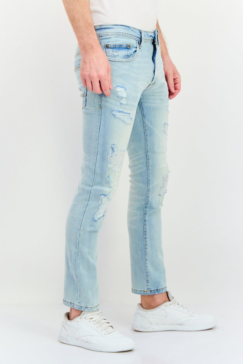 Company Eighty One جينز دنيم مغسول ضيق للرجال، أزرق - Image 4