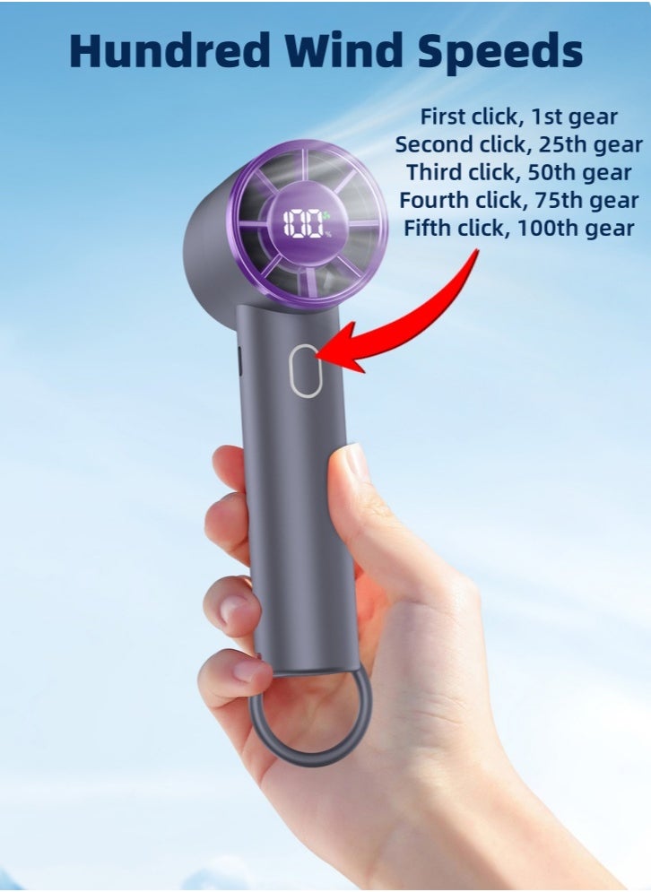 Lullaxx Lullaxx Hand Fan - Ultra Power Pocket Fan, Unique Sleek Design, Mini Handheld Fan with 5 Speeds, Lanyard, USB Rechargeable Portable Fan for Travel,Women,Men, Mini Fan Game Changer  - Image 4