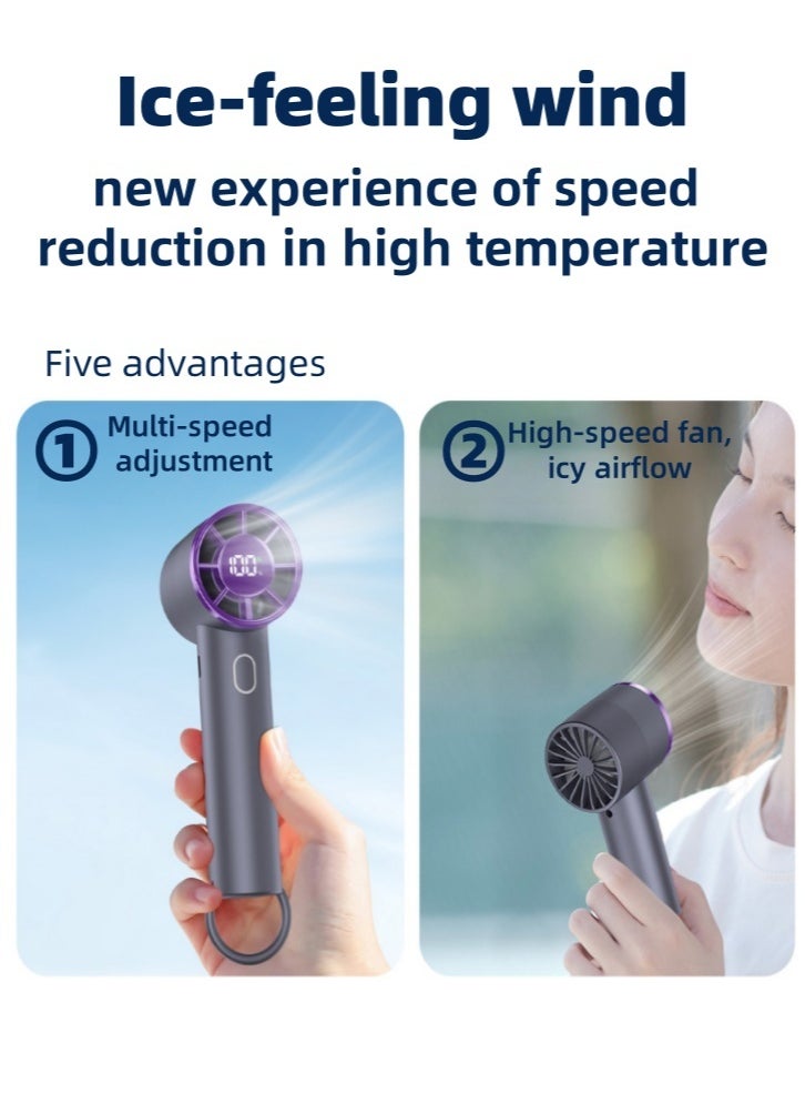 Lullaxx Lullaxx Hand Fan - Ultra Power Pocket Fan, Unique Sleek Design, Mini Handheld Fan with 5 Speeds, Lanyard, USB Rechargeable Portable Fan for Travel,Women,Men, Mini Fan Game Changer  - Image 2