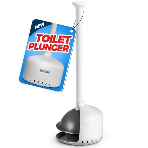 FORASTO Toilet Plunger with Holder，Plungers for Bathroom with Holder, Toilet Plunger Heavy Duty，Bathroom Plunger，Bathroom Decor，Bathroom Accessories，Toilet Bowl Cleaners,White - Image 1