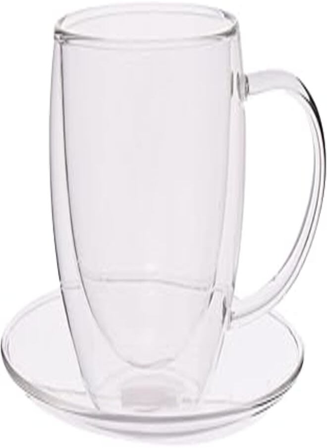 Oxford - Oxford Double Glass Mug 250 Ml With Plate - SSG060 - Image 1