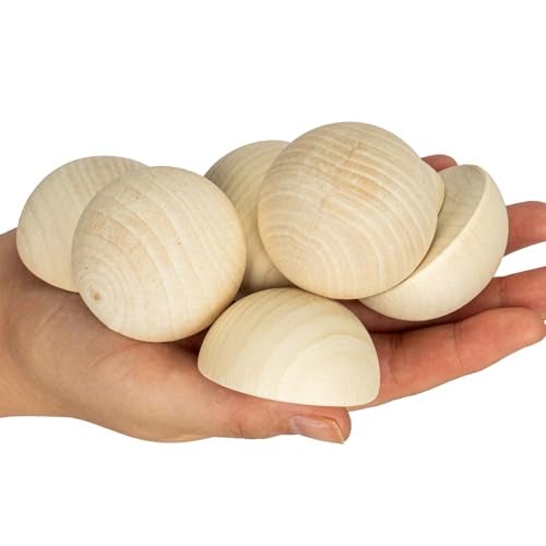PONGJA 30PCS 2 inch Unfinished Round Wood Half Sphere Balls, 50mm Small Natural Wooden Half Split Balls for Crafts and DIY Decorative Projects - Image 3