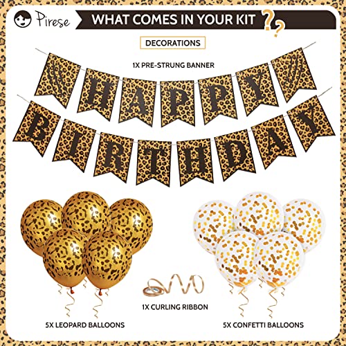 Pirese Cheetah Happy Birthday Banner Cheetah Birthday Decorations Leopard Party Decor Safari Theme Party Supplies Animal Print Party - Image 5