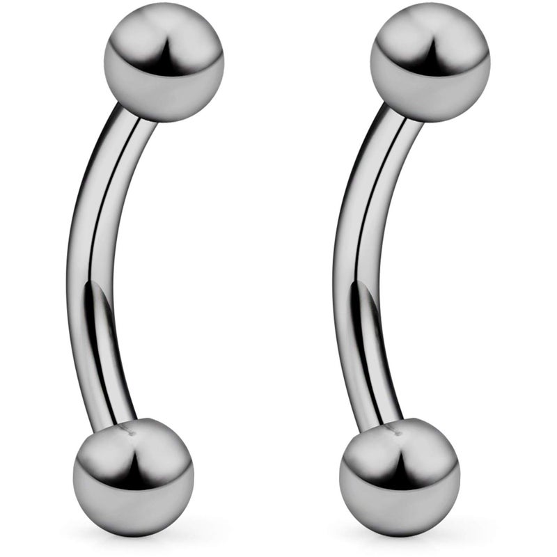SCERRING 2PCS 16G G23 Titanium Curved Eyebrow Barbell Tragus Helix Ear Belly Lip Ring Body Piercing Jewelry 8mm