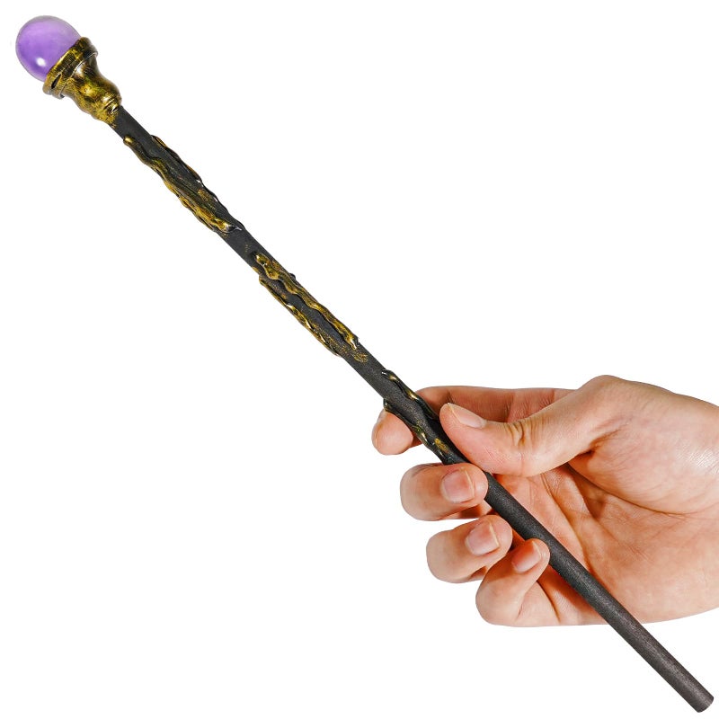 Rich Boxer Magic Wand for Kids with Purple Crystal Gemstone Wooden Wand Fairy Witches Wizards Wands Cosplay Costume Party Accessories Birthday Halloween Toys Decor Gift - Image 2