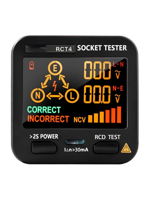 Outlet Tester EBTN LCD with Voltage Display RCD Receptacle Socket Tester Circuit Analyzer Polarity Detector Leakage Tester Electricity Line Fault Checker 8 Visual Indications