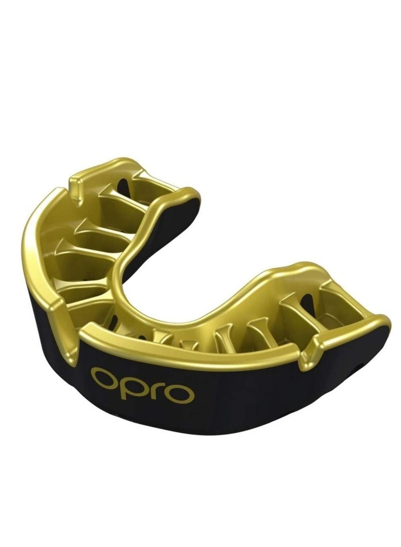 Self-Fit Gold Adult Mouthguard - Competition Level Mouthguard With Durable Outer Layer For Optimum Impact Protection And Flexible Inner Layer For Supreme Comfort And Fit, Black/Gold