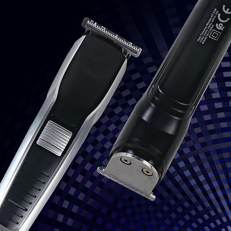 AANTAR فرق HTC AT-538 ماكينة حلاقة الشعر واللحية القابلة لإعادة الشحن للرجال ستايلر عصري ماكينة HTC بشفرة حادة من الفولاذ المقاوم للصدأ (أسود) - Image 3
