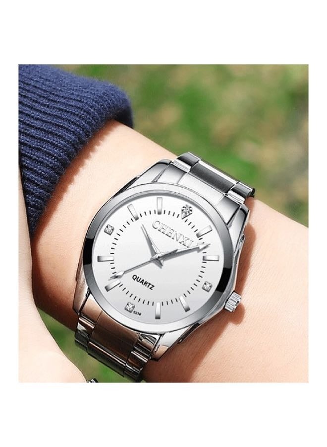 شينيكسي ساعة كلاسيكية للرجال فضي/أبيض - Image 5