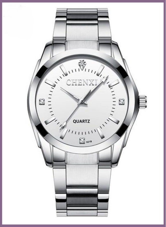 شينيكسي ساعة كلاسيكية للرجال فضي/أبيض - Image 1