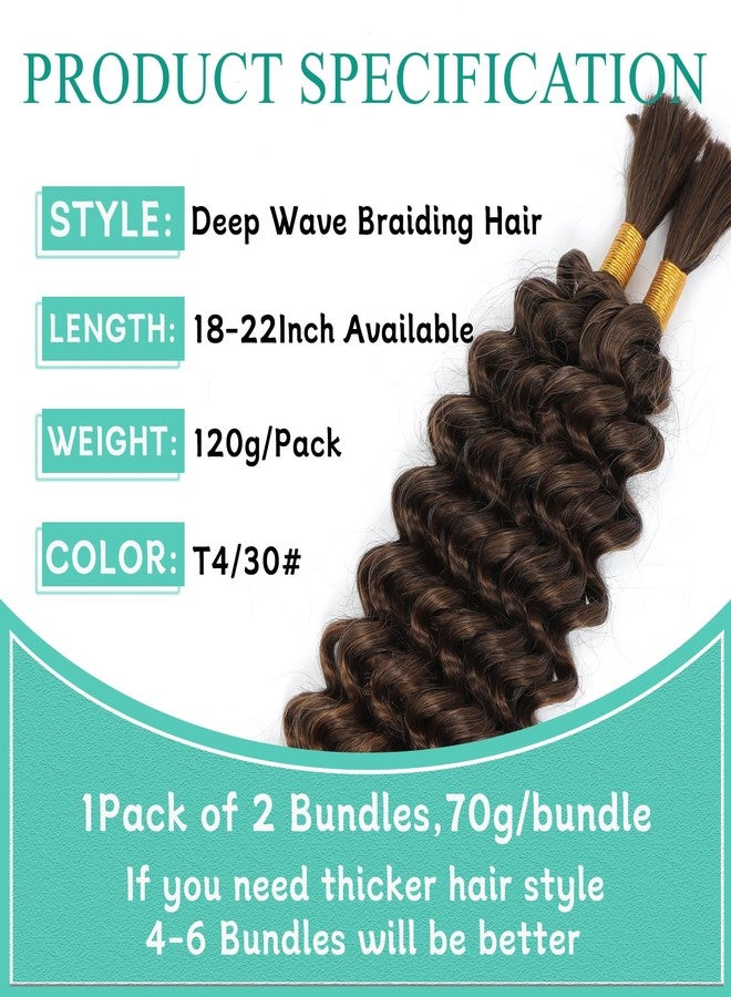 ISTGIFT Boho Hair for Braiding Mix Synthetic Human Braiding Hair, 18 Inch Deep Wave Bundles Boho Braids, 2 Bundles Packs Bulk Curly Bohemian Hair Extensions (T4/30, 18 Inch) - Image 5