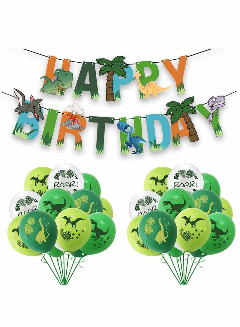 SYOSI Balloons, Party Decoration, Dinosaur Latex Balloons, Happy Birthday Banners, Dinosaur Party Balloons Decorations, for Birthday Wedding Baby Shower, Party Supplies Favors, 35 Pcs - Image 1