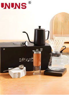 UNUNS Pour Over Coffee Maker Set Includes 600ml Coffee Kettle, Manual Coffee Grinder, Coffee Scale，Coffee Dripper & Glass Server with 100 Pcs Paper Filter for Pour Over Coffee  - Image 1