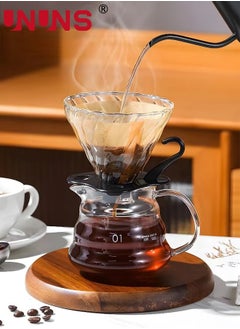 UNUNS Pour Over Coffee Maker Set Includes 600ml Coffee Kettle, Manual Coffee Grinder, Coffee Scale，Coffee Dripper & Glass Server with 100 Pcs Paper Filter for Pour Over Coffee  - Image 3