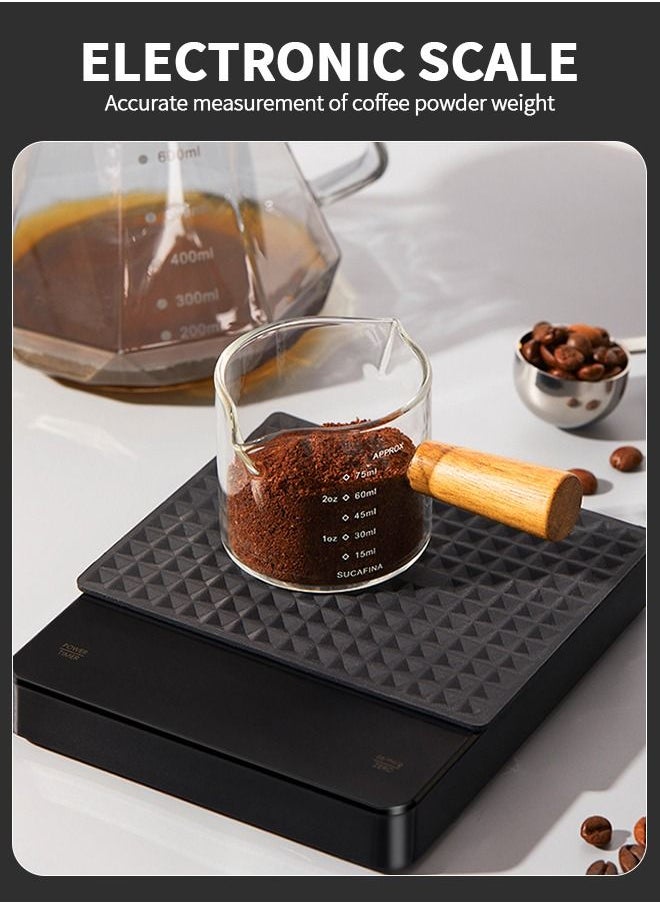 UNUNS - Pour Over Coffee Maker Set Includes 600ml Coffee Kettle, Manual Coffee Grinder, Coffee Scale，Coffee Dripper & Glass Server with 100 Pcs Paper Filter for Pour Over Coffee - Image 1