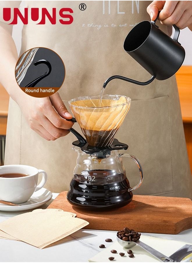 UNUNS - Pour Over Coffee Maker Set Includes 600ml Coffee Kettle, Manual Coffee Grinder, Coffee Scale，Coffee Dripper & Glass Server with 100 Pcs Paper Filter for Pour Over Coffee - Image 1