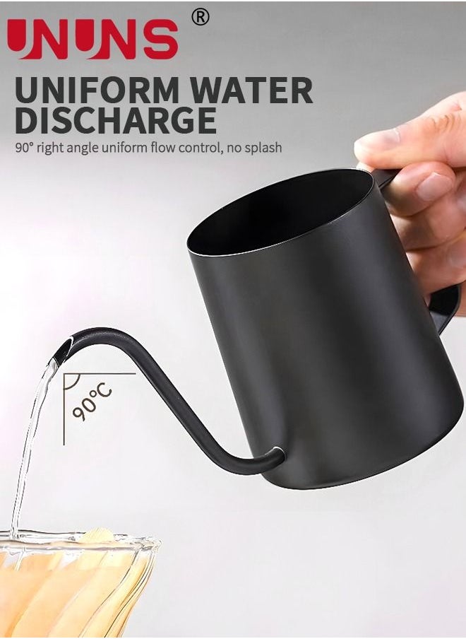 UNUNS - Pour Over Coffee Maker Set Includes 600ml Coffee Kettle, Manual Coffee Grinder, Coffee Scale，Coffee Dripper & Glass Server with 100 Pcs Paper Filter for Pour Over Coffee - Image 1