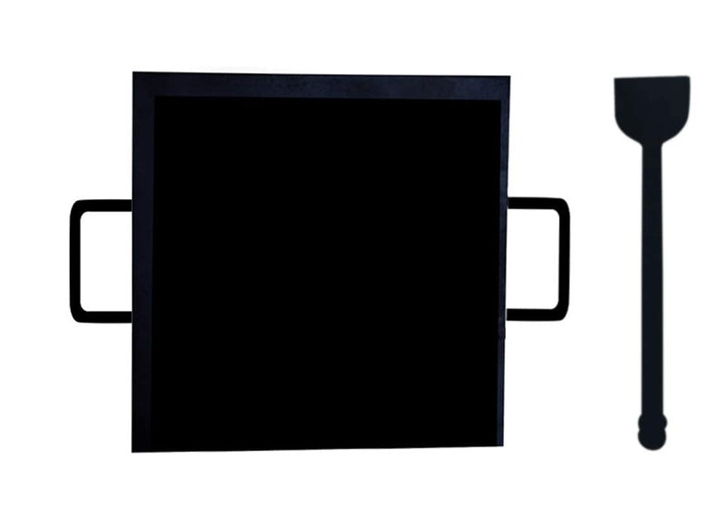 PRINA E-SHOP Iron Flat Square Design Tawa for Dosa/Roti/Chappati/Pathri with Double Handle/Gas & Induction-Friendly Dosa Kal (Black_12 inch) - Image 2