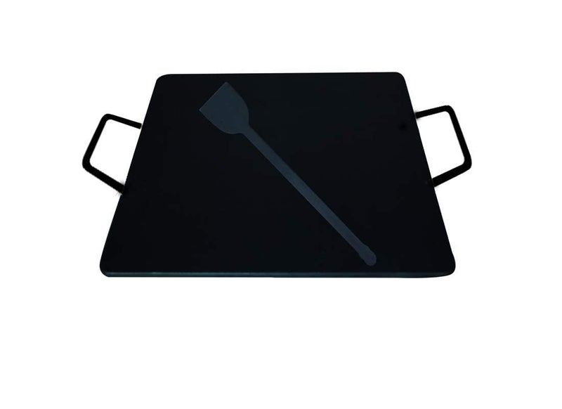 PRINA E-SHOP Iron Flat Square Design Tawa for Dosa/Roti/Chappati/Pathri with Double Handle/Gas & Induction-Friendly Dosa Kal (Black_12 inch) - Image 5