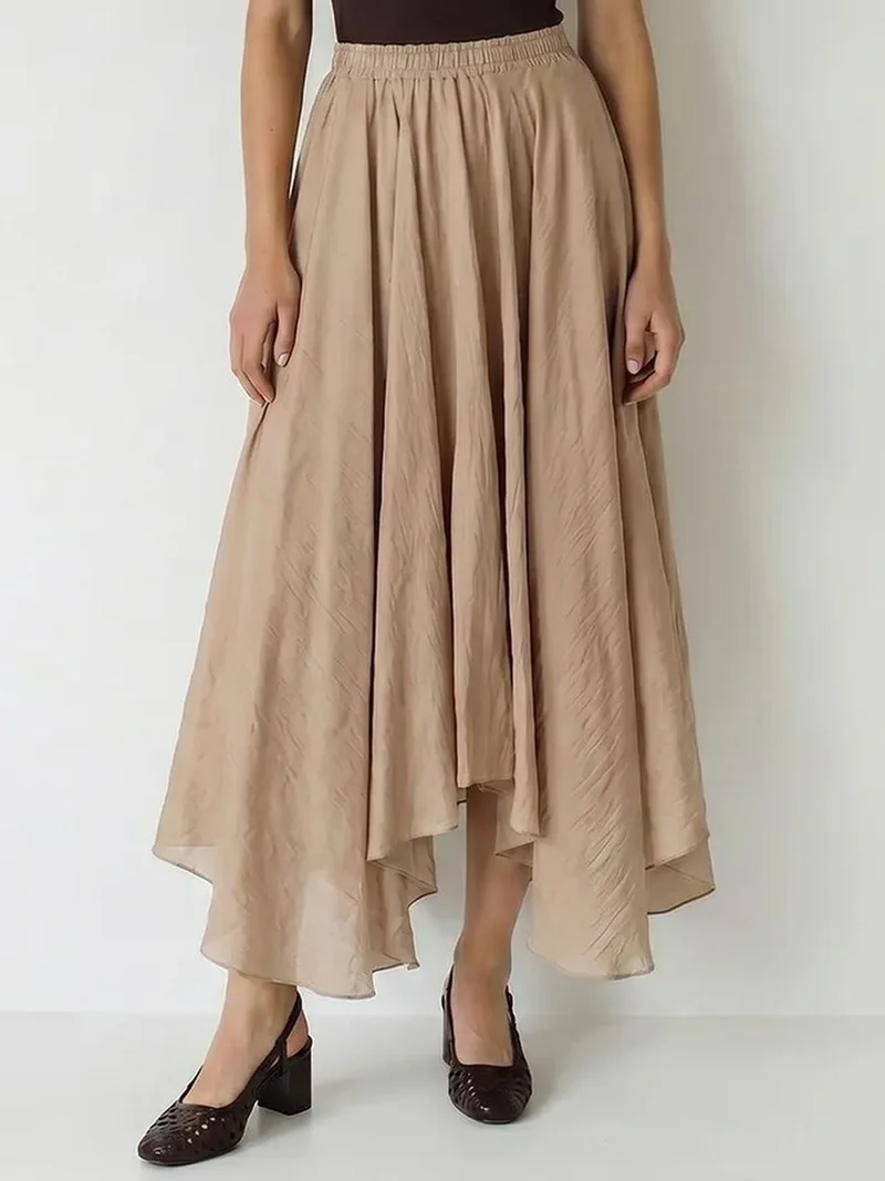 Bianco Lucci LUCCI High-Waist Maxi A-Line Skirt