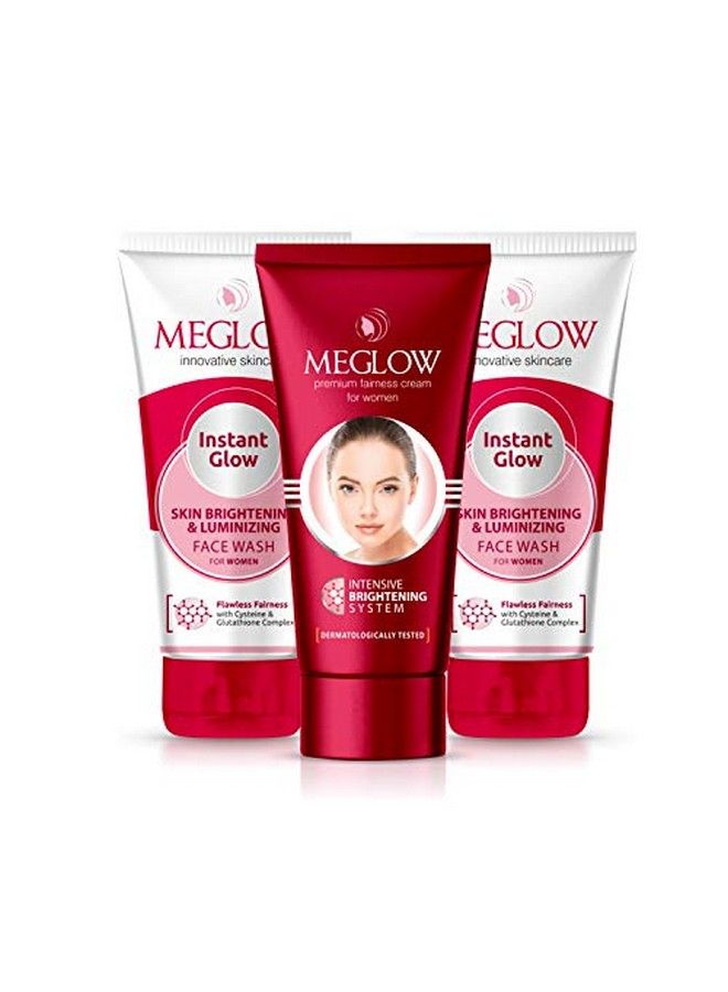 MEGLOW Fairness Cream For Women (1) 50G & Women'S Fairness Facewash (2)70G Each For Flawless Fairnes Combo Pack Of 3 - Image 1