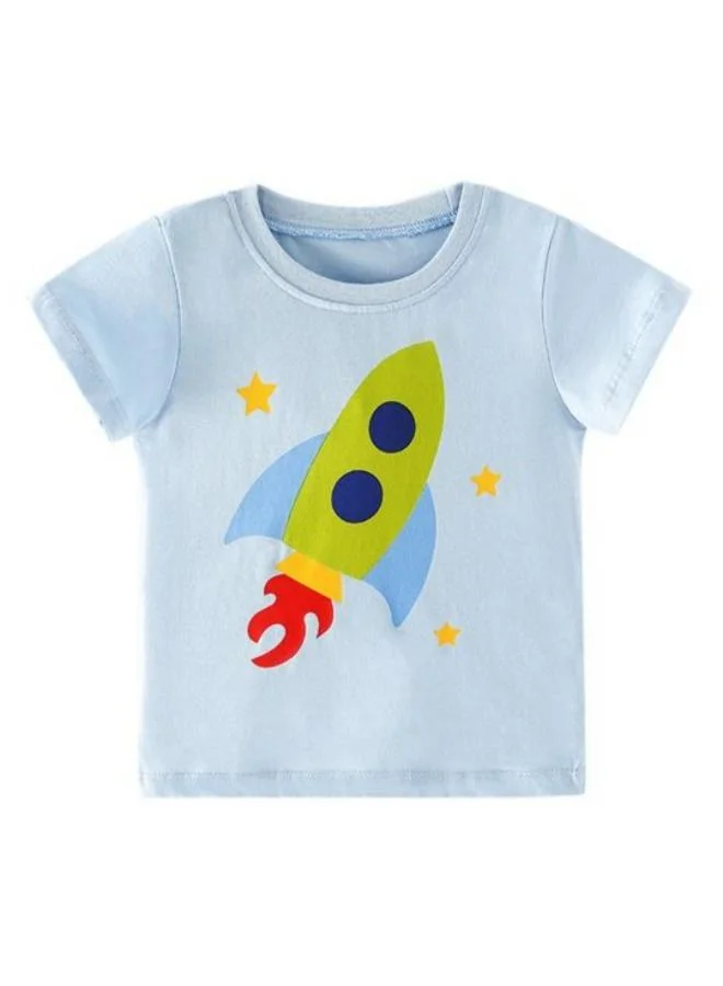 YUNIQEE Blue Printed Short Sleeve Crew Neck T-Shirt