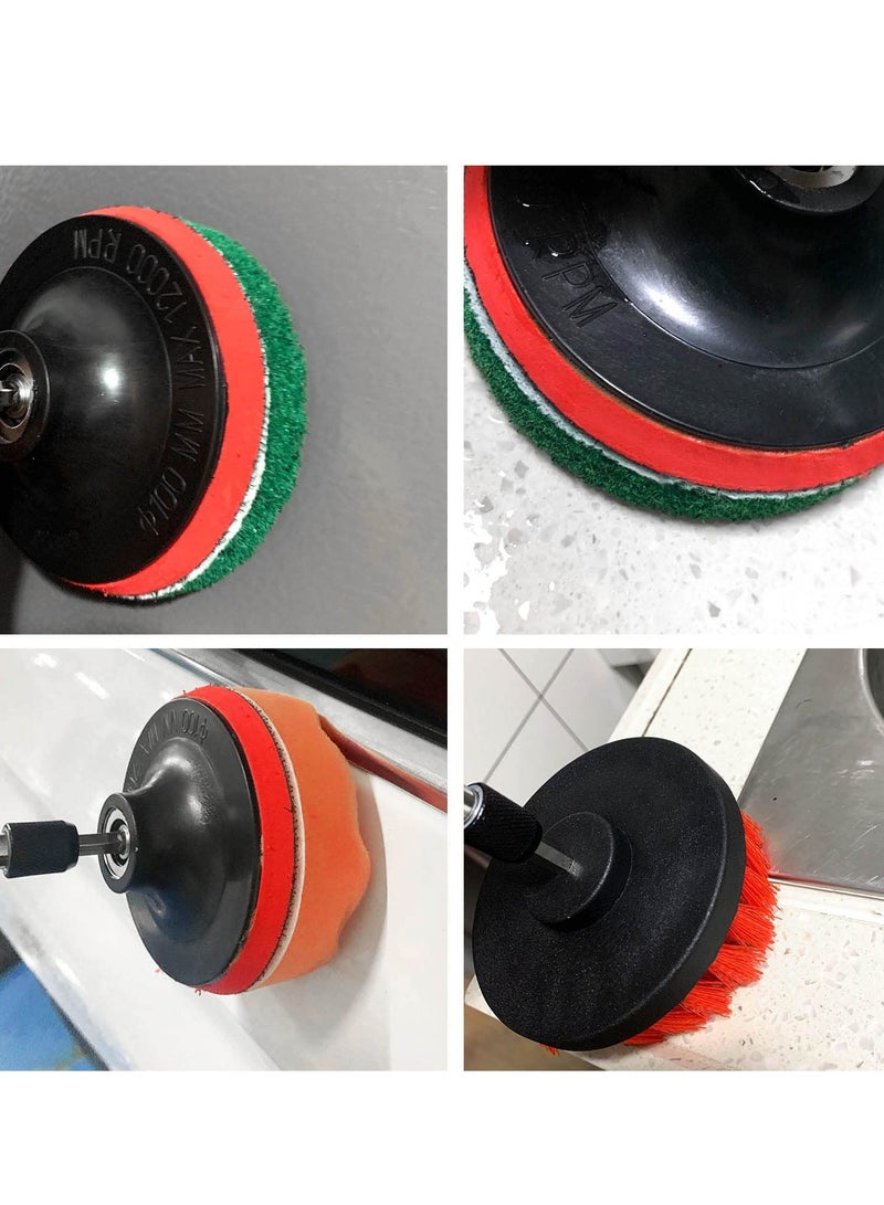 SOLARAE Car Detailing Kit 26 Pcs Drill Brushes Cleaning Brush Set with Wheel Brush, Wash Mitt, Polishing Pad, Towels, Wire for Motorcycle Interior, Exterior,Leather, Air Vents - Image 5