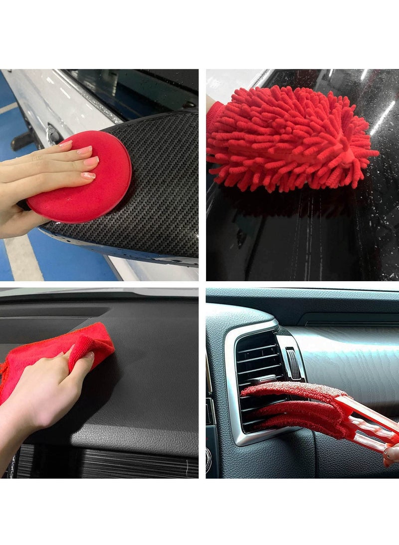 SOLARAE Car Detailing Kit 26 Pcs Drill Brushes Cleaning Brush Set with Wheel Brush, Wash Mitt, Polishing Pad, Towels, Wire for Motorcycle Interior, Exterior,Leather, Air Vents - Image 4