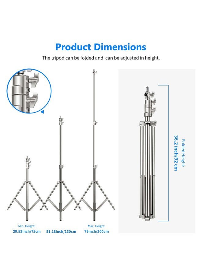 Neewer 2PCS Light Stand Kit, 79"/200cm Stainless Steel Heavy Duty Tripod Stand with 1/4" to 3/8" Adapter for Studio Softbox, Monolight, Reflector - Image 3