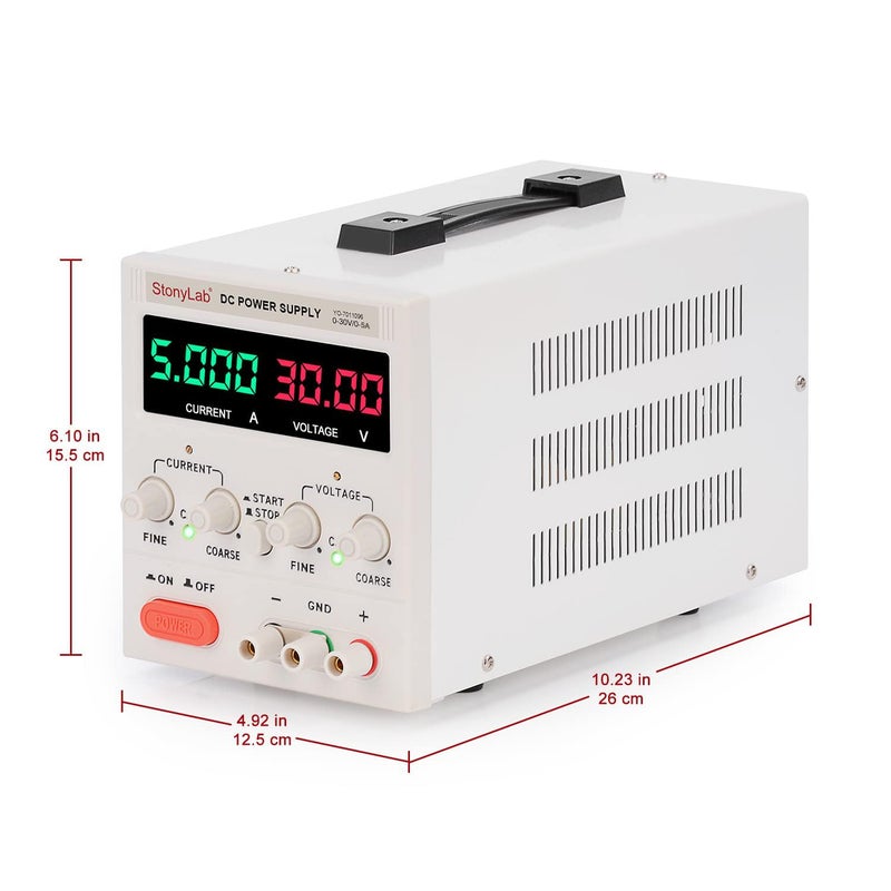 stonylab Digital DC Power Supply, 30V/5A Adjustable Single Output Switch Mode Regulated DC Power Supply with 1 mA Resolution for Bench Test Laboratory Research - Image 3