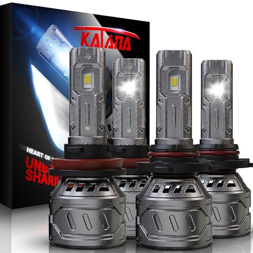 KATANA 9005 H11 Bulbs Combo 800 Brightness 6500K White Plug and Play 11 Size Fog Bulb Pack of 4 - Image 1