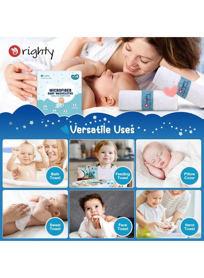 Orighty Baby Washcloths 6 Pack, Ultra Soft Flannel for Delicate Skin, Baby Wash Cloths for Newborns & Infants, Multi-Purpose Babies Bath Towels, Face Towels, Face Cloths, Babies Registry as Shower - Image 4