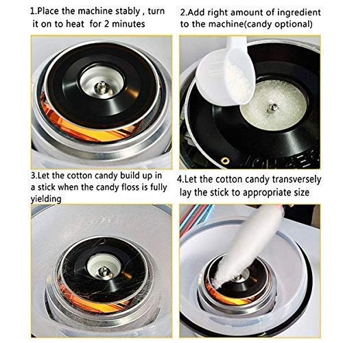 DHYANI DHYANI Cotton Candy Machine Electric Sugar Floss Homemade Hard Sugar Free Candy with Detachable Splash Guard Sugar Spoon 10 Bamboo Sticks for Kids Carnival Party Kitchen Bakery Snacks  - Image 4