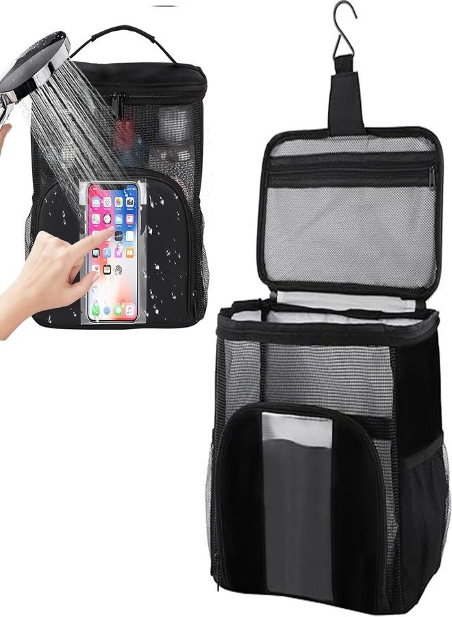 IVICOO Mesh Shower Caddy,Shower Bag,Shower Caddy Portable,Dorm Room Essentials for Boys and Girls with Hanging Hook,Quick Dry Shower Bag for Bathroom (Black) - Image 1
