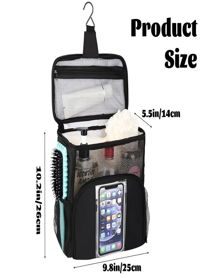 IVICOO Mesh Shower Caddy,Shower Bag,Shower Caddy Portable,Dorm Room Essentials for Boys and Girls with Hanging Hook,Quick Dry Shower Bag for Bathroom (Black) - Image 2