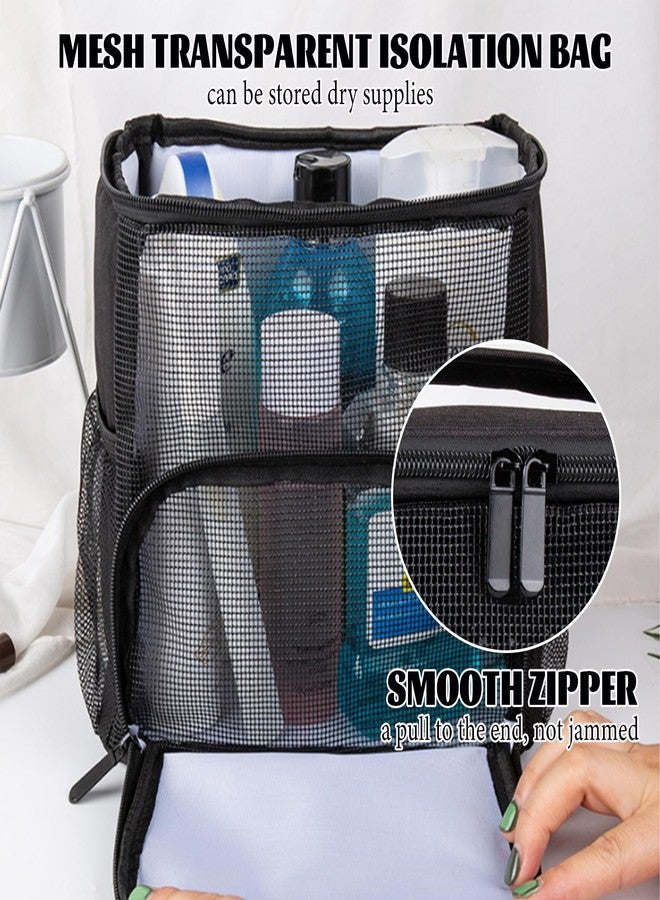 IVICOO Mesh Shower Caddy,Shower Bag,Shower Caddy Portable,Dorm Room Essentials for Boys and Girls with Hanging Hook,Quick Dry Shower Bag for Bathroom (Black) - Image 3