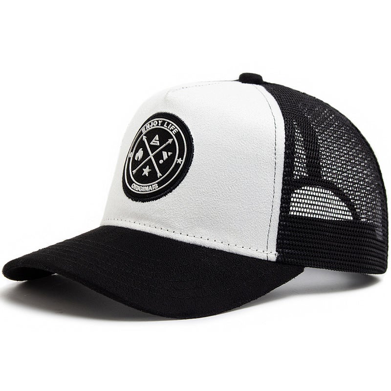 Summer Suede Mesh Baseball Cap Unisex white black net 