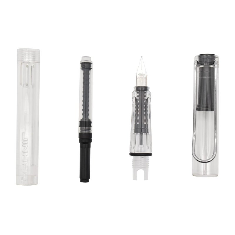 BUZZ COOL White Transparent Fountain Ink Pen With Ink Converter Pump | Clear Transparent Body Fountain Pen with Fine Nib(0.5mm) | Zero Ink Leakage Smooth Writing Ink Pen - Image 5