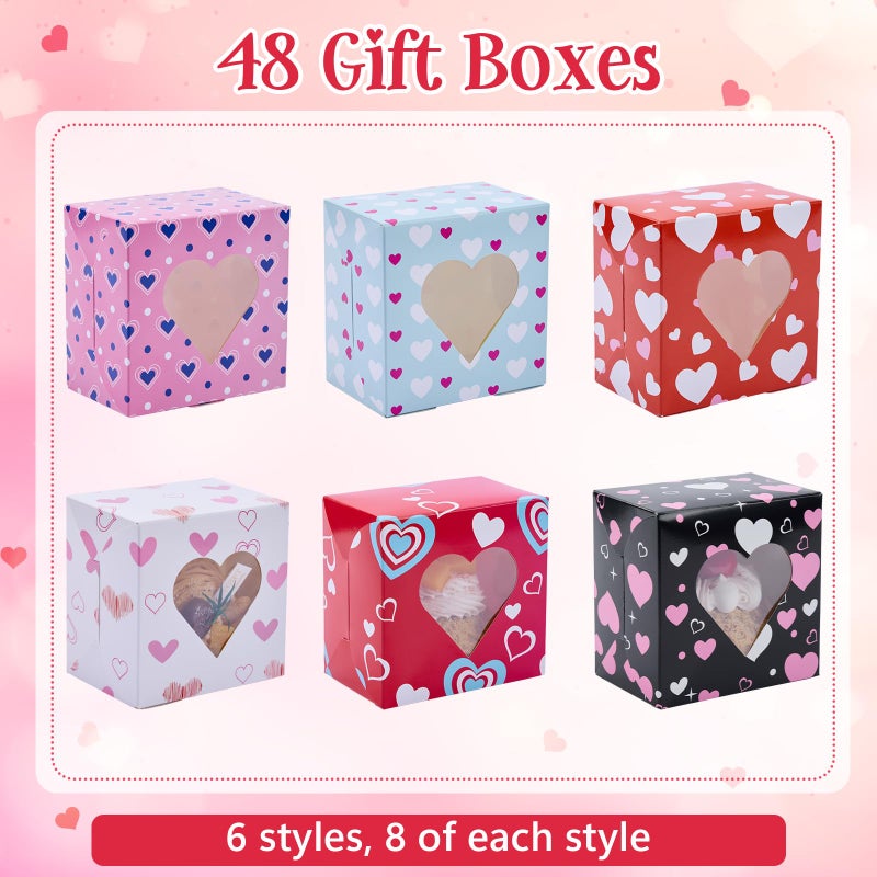 Galetcy 48 Pcs Valentine Treat Boxes, 4x4x2.5 Bakery Box with Window for Cookies, Pastries, Candy, Cupcakes, Donuts & Desserts, Party Gift Giving - Image 4
