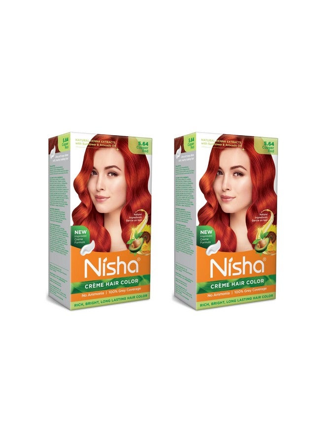 Nisha Long Lasting Copper Red Creme Hair Color For Women And Men Hair Colour 100% Grey Coverage With Natural Herbs And Henna Extracts For Hair Color Pack Of 2 - Image 1