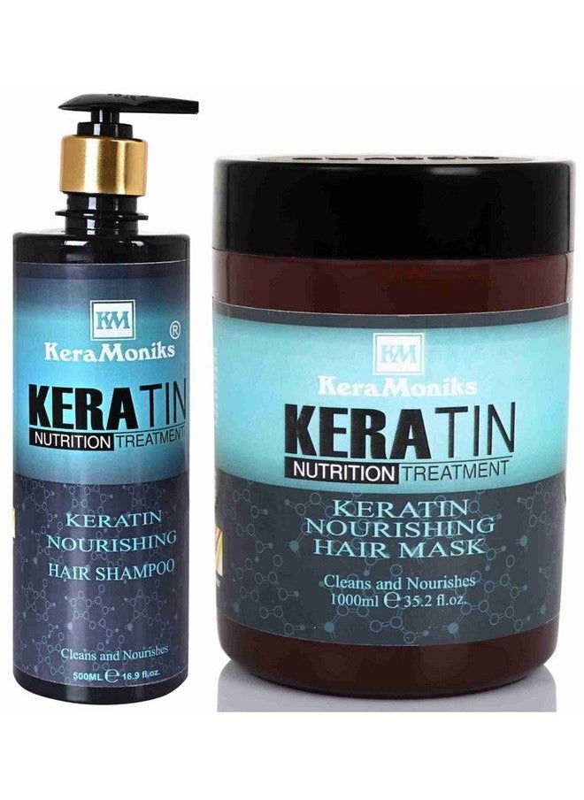 KeraMoniks - Keratin Shampoo + Hair Mask Combo Pack Of 2 Smooth Shine ; Deep Care For Split Ends Dry & Frizzy Hair ; Extra Smooth & Nourishing Hair ; Damage Control - Image 1
