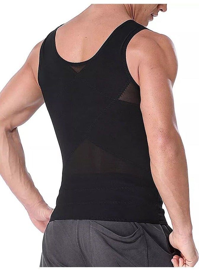 DubaiGallery Compression Shirt Men's Tank Top Muscle Training Shapewear Tummy Control Sportswear Men's Girdle Tummy Slim Vest Breathable Shapewear Body Shaper Firm Tummy Back Support Tummy Shaper Elastic - Image 3