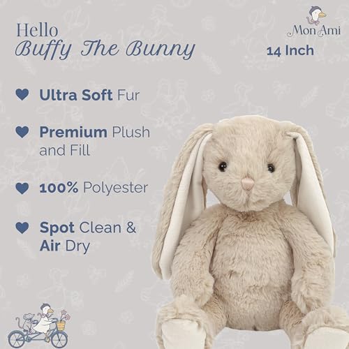 MON AMI Buffy The Bunny 14Inch Stuffed Animal for Boys Girls Soft Rabbit Plush Toy Snuggle Companion Easter Nursery Dcor Gift for All Ages - Image 5