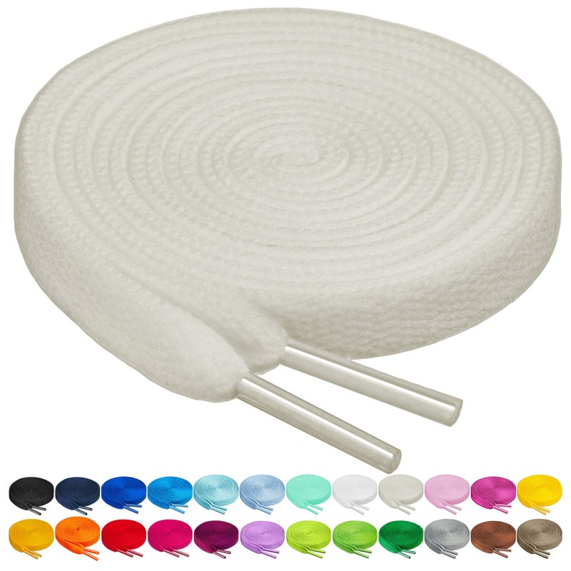 Birch Shoelaces in 27 Colors Flat 5/16" Shoe Laces in 4 Different Lengths (56" (142cm), Ivory) - Image 1